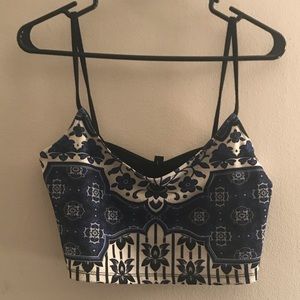 Floral Blues Crop Top
